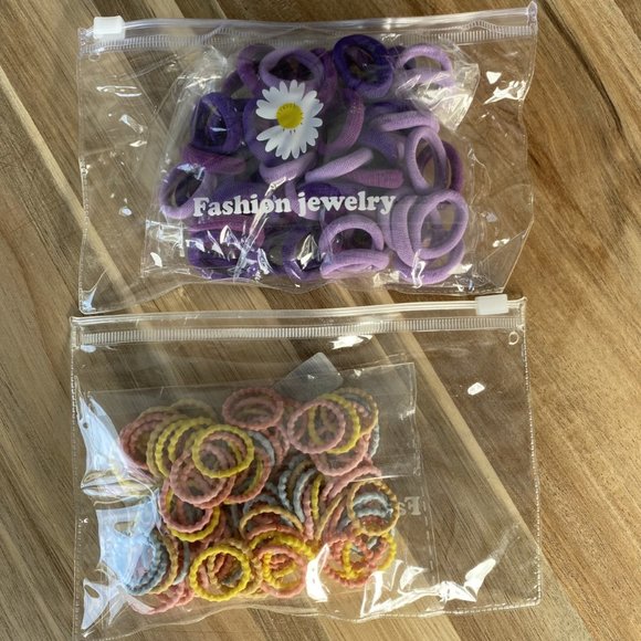 Girls Hair Ties/Hair Elastics- 2 Packs- Purple /Pastel 80 Pieces - Picture 3 of 5